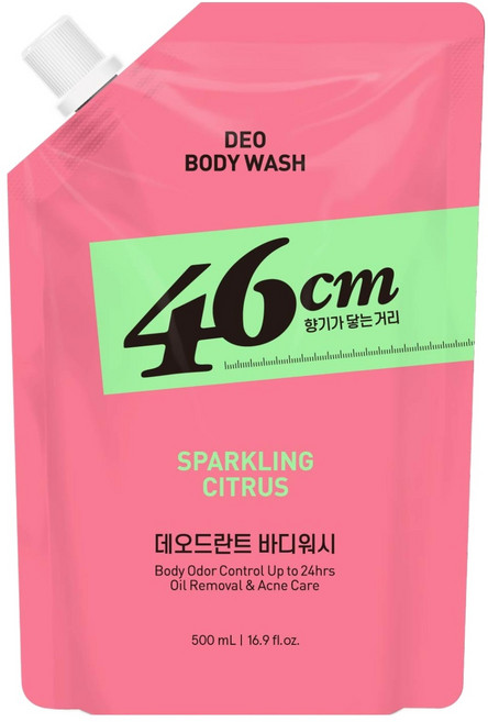 온더바디 46센티미터 체취솔루션 약산성 데오드란트 바디워시 스파클링 시트러스향 리필, 500ml, 1개