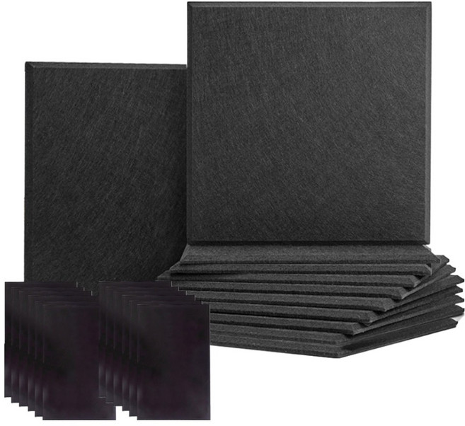 Market Plan DIY室內裝潢隔音吸音板 磁吸式 12片 + 磁鐵 12片 套組, 黑色(吸音板), 1個