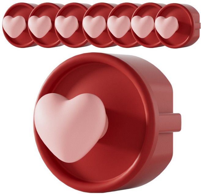 원더파파 실리콘 콘센트 손잡이형 안전커버, 레드 하트, 8개
