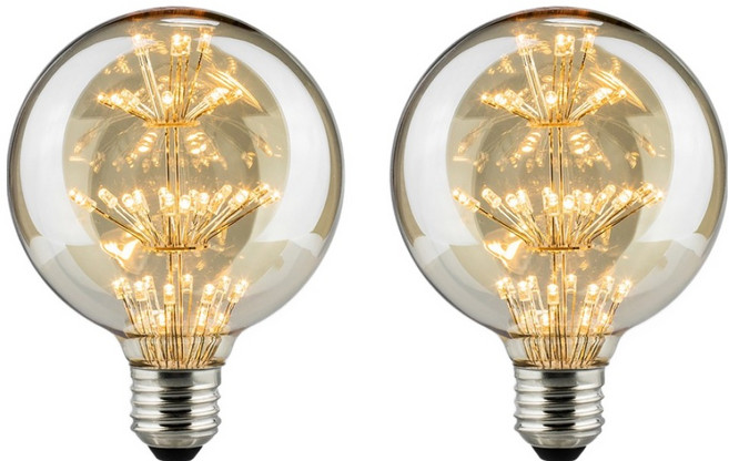 KDT-YD LED 愛迪生 G95 球泡雪花 2W 燈泡 室內裝飾燈泡 SF-G95, 2個, 燈泡色