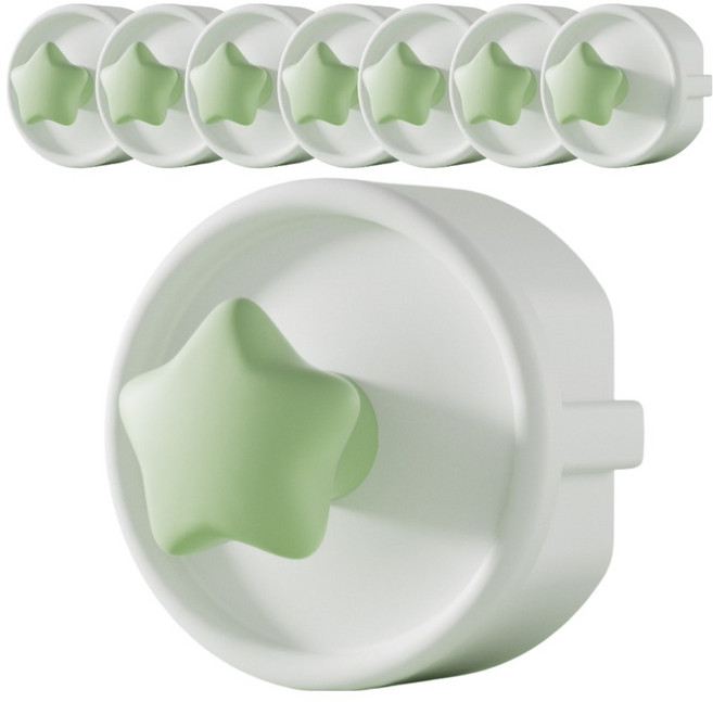 원더파파 실리콘 콘센트 손잡이형 안전커버, 화이트 스타, 8개