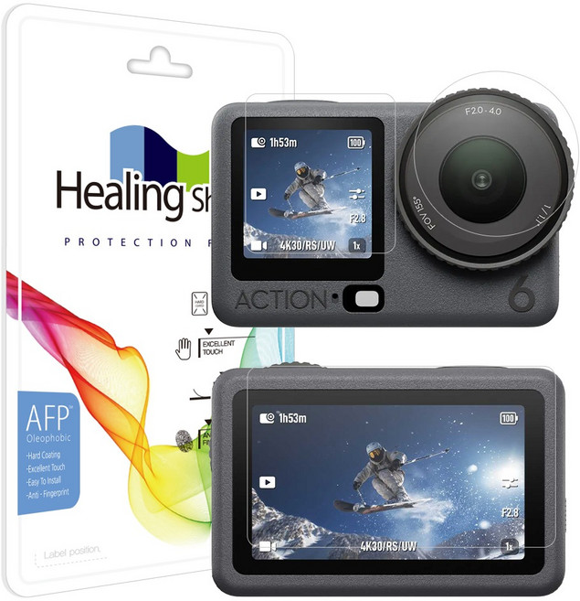 Healing Shield DJI Osmo Action 6 防油疏水螢幕保護貼 3種 x 2片組, 1套, 單一商品