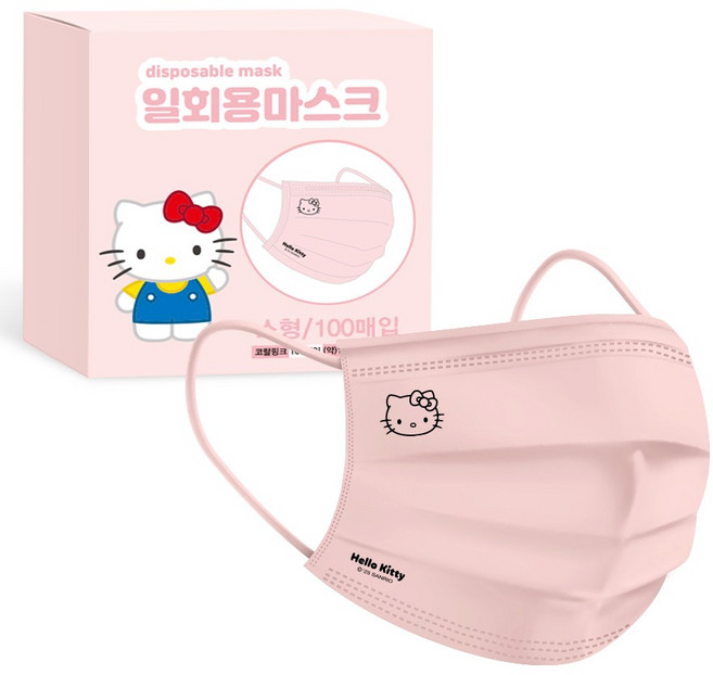 프로월드컵 산리오 헬로키티 덴탈마스크 소형, 코랄핑크, 1개, 100개입