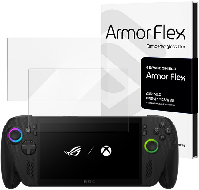 스페이스쉴드 에이수스 ROG XBOX Ally X 호환 아머 플렉스 프로텍시온 9H 풀커버 강화유리필름 2p 세트, 투명, 1세트