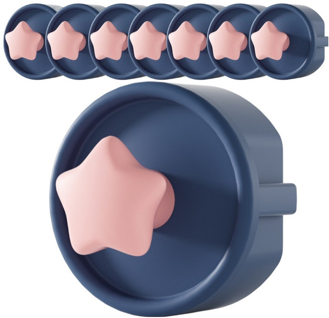 원더파파 실리콘 콘센트 손잡이형 안전커버, 네이비 스타, 8개