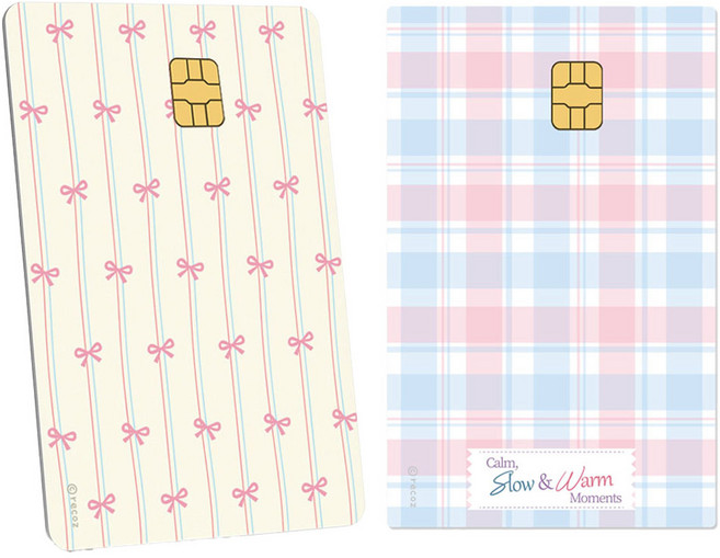 리코즈 커스텀 데코 카드 스티커 05 미니칩 리본체크 2종 세트, 혼합색상, 1세트