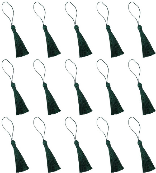 아이엔피 베이직 자수 태슬 8cm, 13 딥그린, 15개