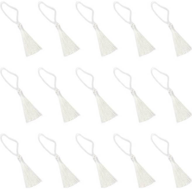 아이엔피 베이직 자수 태슬 8cm, 02 화이트, 15개