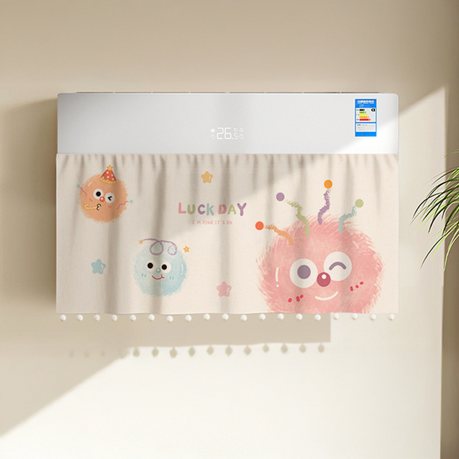 릴리픽 바람막이 에어컨 가리막 커튼 90 x 50 cm + 벨크로 세트, 1세트, 커튼(럭키데이)