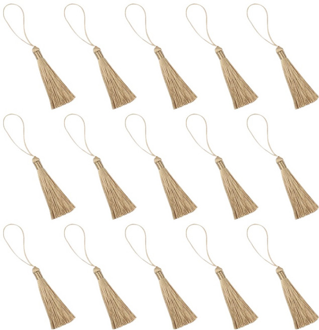 아이엔피 베이직 자수 태슬 8cm, 14 샌드브라운, 15개