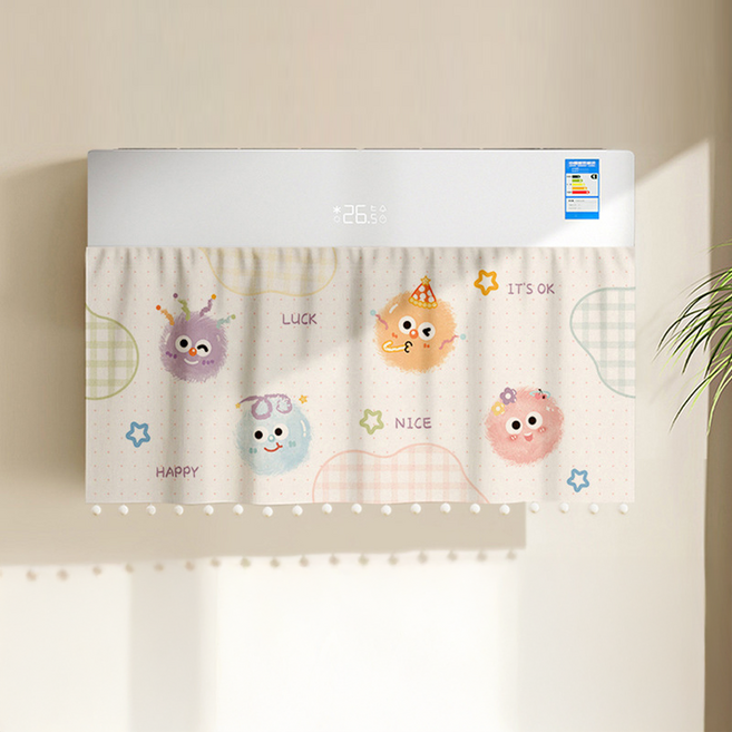 릴리픽 바람막이 에어컨 가리막 커튼 90 x 50 cm + 벨크로 세트, 1세트, 커튼(귀여운뭉치)