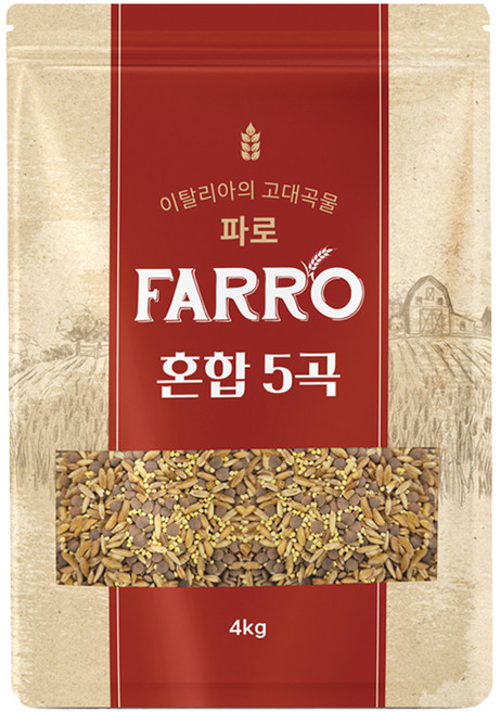 옳음애 파로 엠머 밀 혼합 5곡, 4kg, 1개