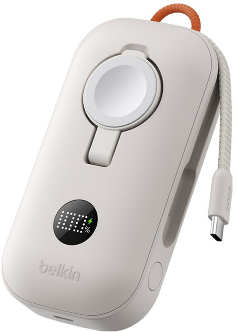 벨킨 부스트차지 프로 Apple Watch 겸용 10K 초고속 충전 45W 디스플레이형 보조배터리 C타입, BPD012fqSA, 샌드