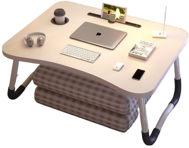 곤고이 접이식 베드트레이 침대 테이블 60 x 40 cm, 화이트