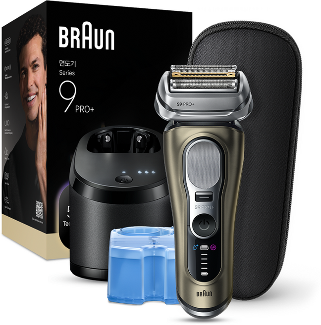 브라운 시리즈 9 PRO+ 울트라 씬 전기면도기, 9669cc, 골드