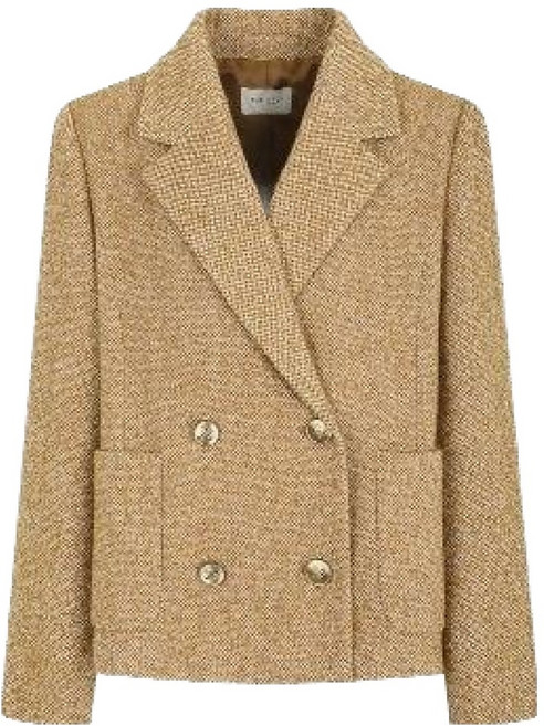 더아이잗 여성용 울 잔체크 더블 브레스트 재킷 INAA0JK06