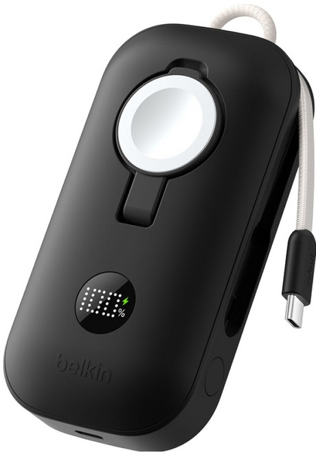 벨킨 부스트차지 프로 Apple Watch 겸용 10K 초고속 충전 45W 디스플레이형 보조배터리 C타입, BPD012fqBK, 블랙