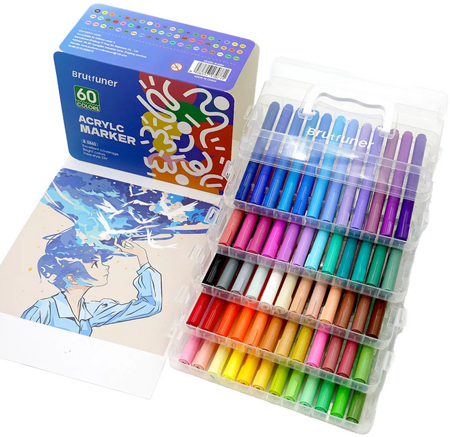 Brutfuner 鄰家大哥彩色白板筆 壓克力麥克筆 60色套組, 1套, 60色