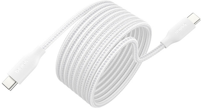 벨킨 USB C타입-C타입 부스트 차지 프로 브레이디드 마그네틱 케이블 240W, 화이트(CAB028qc2MWH), 1개, 2m