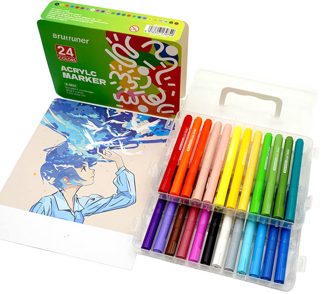 Brutfuner 동네형 컬러 보드마카 아크릴 마카 24종 세트, 1세트, 24색