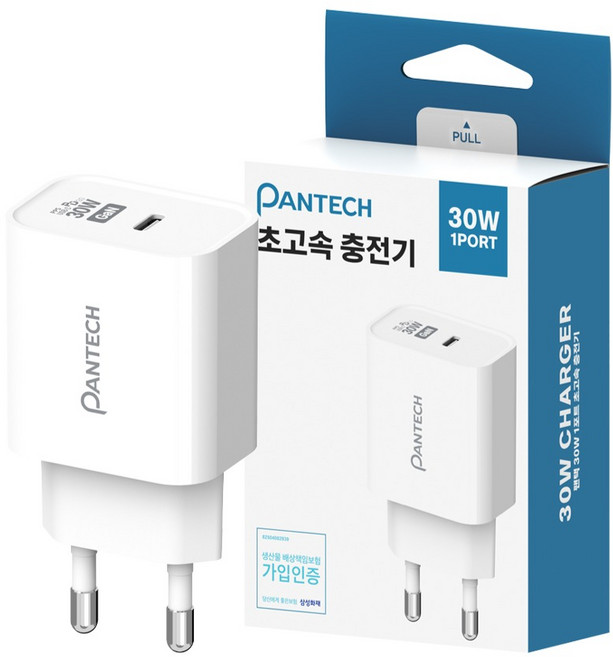 팬택 30W 1포트 C타입 초고속충전기 케이블미포함, 화이트, 1개