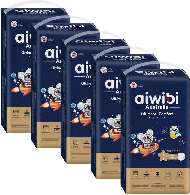 aiwibi 愛薇彼 夜用甄柔褲型紙尿褲 9~14kg, 220個, L