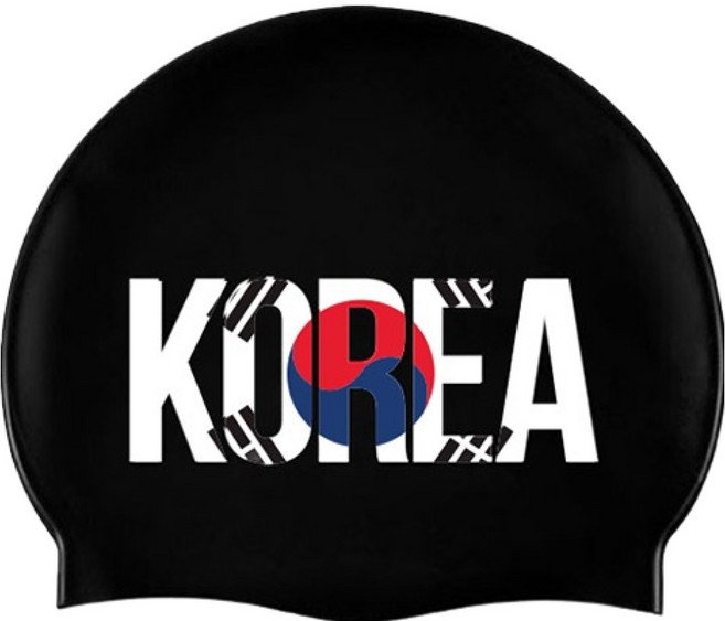 리얼리굿스윔 태극기 실리콘 수영모자, 블랙, 1개