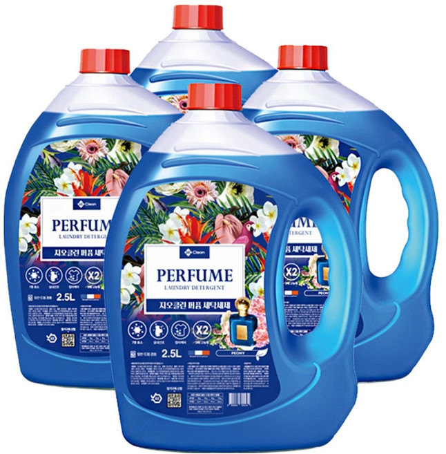 지오클린 퍼퓸 세탁세제 본품 피오니향, 4개, 2.5L