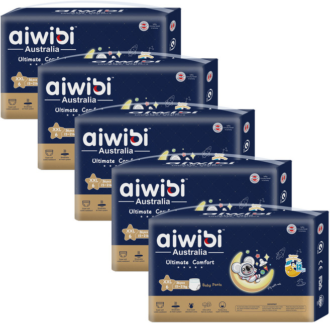 aiwibi 愛薇彼 夜用甄柔褲型紙尿褲 15~21kg, 180個, XXL