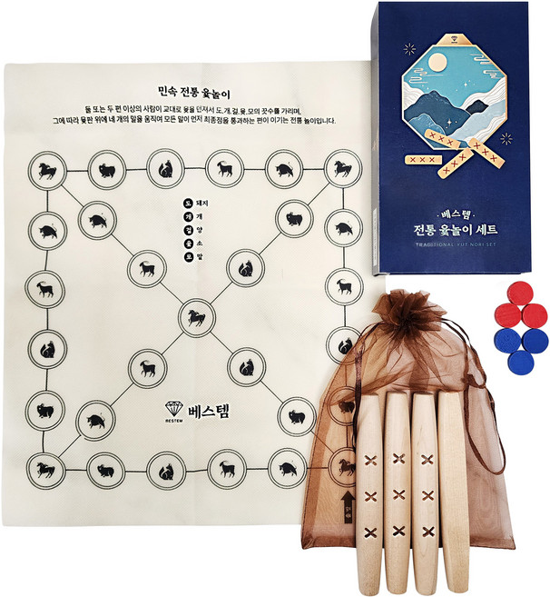 베스템 오래 쓰는 전통 윷놀이 세트, 원목색상, 1세트
