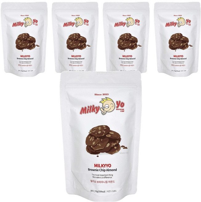 밀키요 브라우니칩 아몬드, 70g, 5개