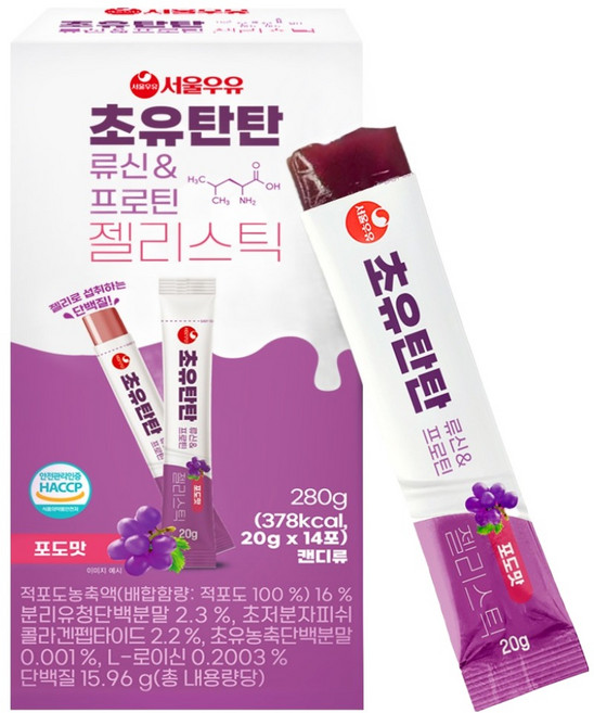 서울우유 초유탄탄 단백질 젤리 츄어블 류신 프로틴 14p, 1개, 14회분