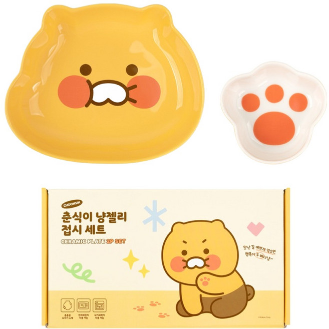 KAKAO FRIENDS 春植 貓咪果凍 陶瓷盤組, 混合色, 1套, 盤子 + 小碟子