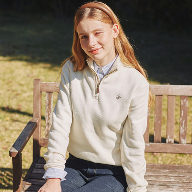 비버리힐스폴로클럽 여성용 기모 반집업 긴팔 스웻셔츠