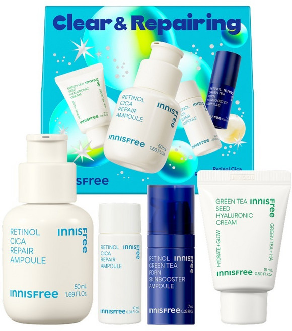 INNISFREE 假日視黃醇積雪草淡痕安瓶4件組, 1套