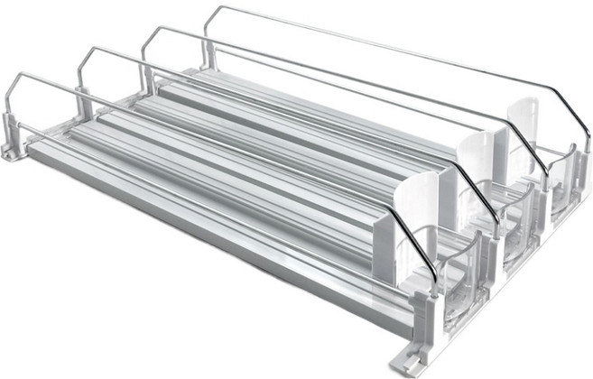 냉장고 정리 캔 음료수 디스펜서 3라인 편의점 음료수 트레이, 화이트, 1개