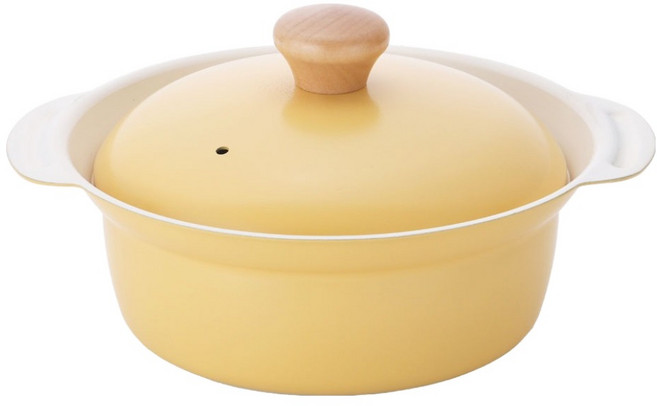 쿠킨 키친플라워 인덕션 꼬꼬 경량 뚝배기 냄비, 옐로우, 1개, 18cm