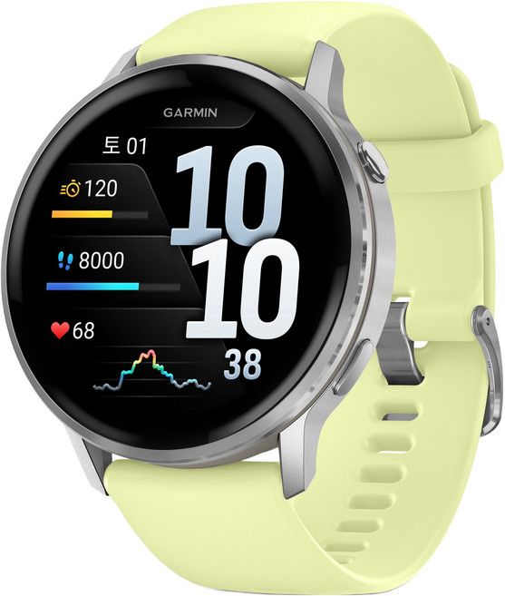 가민 베뉴4 웰니스 스마트 워치 45mm, GPS + 블루투스, 3.53cm, 실버(시트론 실리콘 밴드)