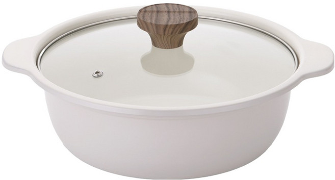 Cookin 輕量砂鍋電磁爐鍋, 奶油拿鐵, 1個, 24cm