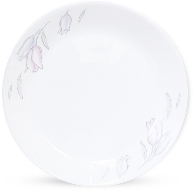 바칠레 러블리 플라워 원형 접시, 화이트, 1개
