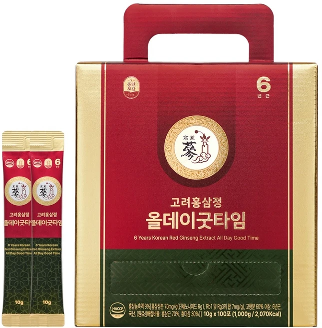 풍년보감 6년근 고려홍삼정 올데이굿타임 스틱 100p, 100회분, 1kg, 1개 - 쿠팡