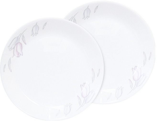 바칠레 러블리 플라워 원형 접시, 화이트, 2개