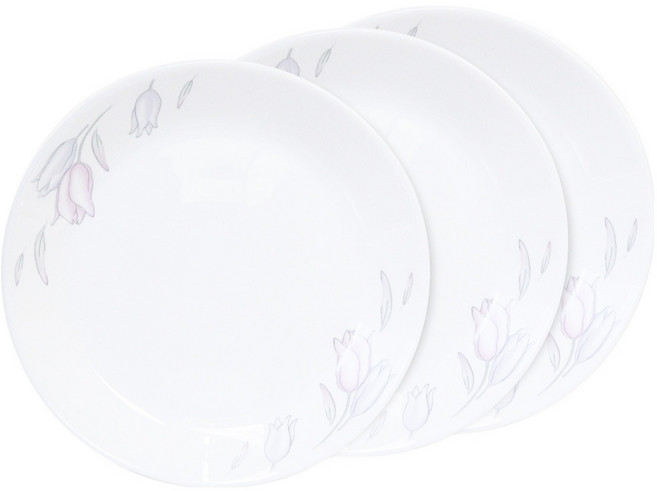바칠레 러블리 플라워 원형 접시, 화이트, 3개
