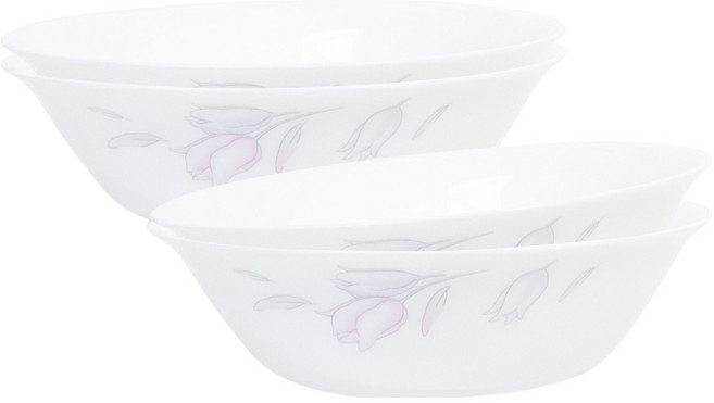 바칠레 러블리 플라워 면기, 화이트, 4개