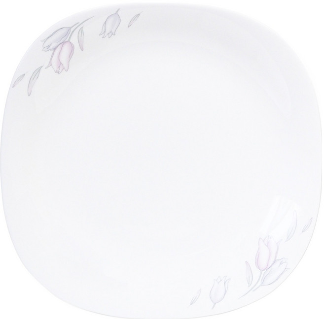 바칠레 러블리 플라워 사각 접시, 화이트, 1개