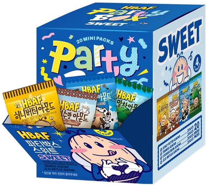 바프 아몬드 파티박스 스위트 20g x 4종 x 5p 세트, 1세트