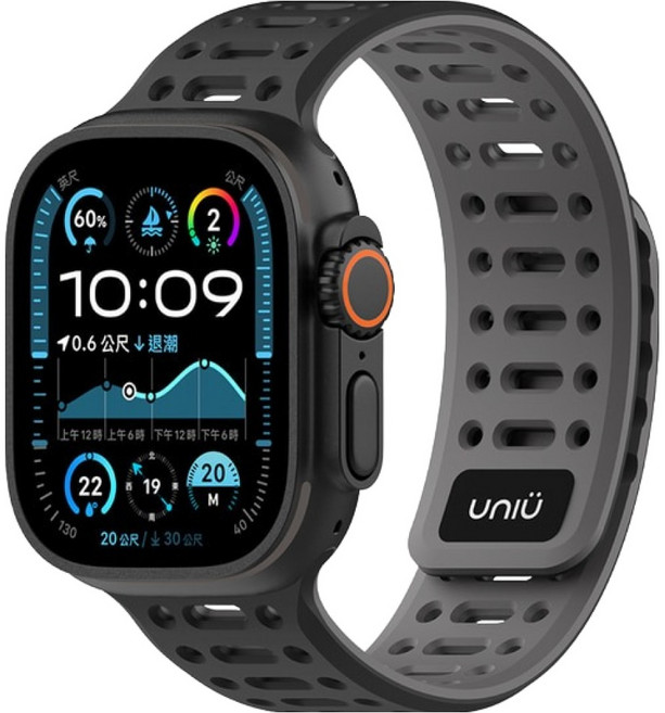 UNIU Air 運動矽膠錶帶 42 / 44 / 45 / 46 / 49mm, 太空黑, 1個