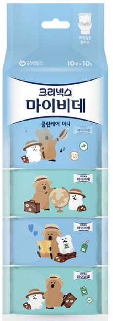 마이비데 클린케어 미니 화장실용 물티슈, 200g, 10매, 10개