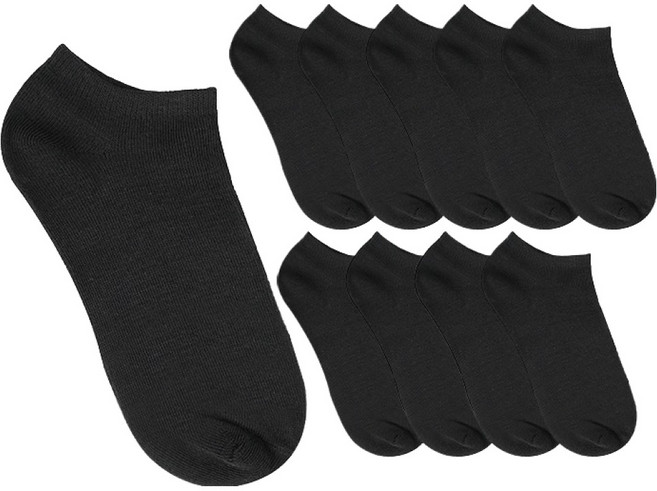 바디공식 남성용 베이직 스포츠스니커즈 양말 10켤레 세트, 블랙, 1세트
