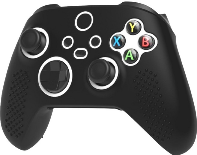 SPACE SHIELD Xbox series X / S 相容 浮雕握把 矽膠保護套, 黑色, 1個, 單一商品